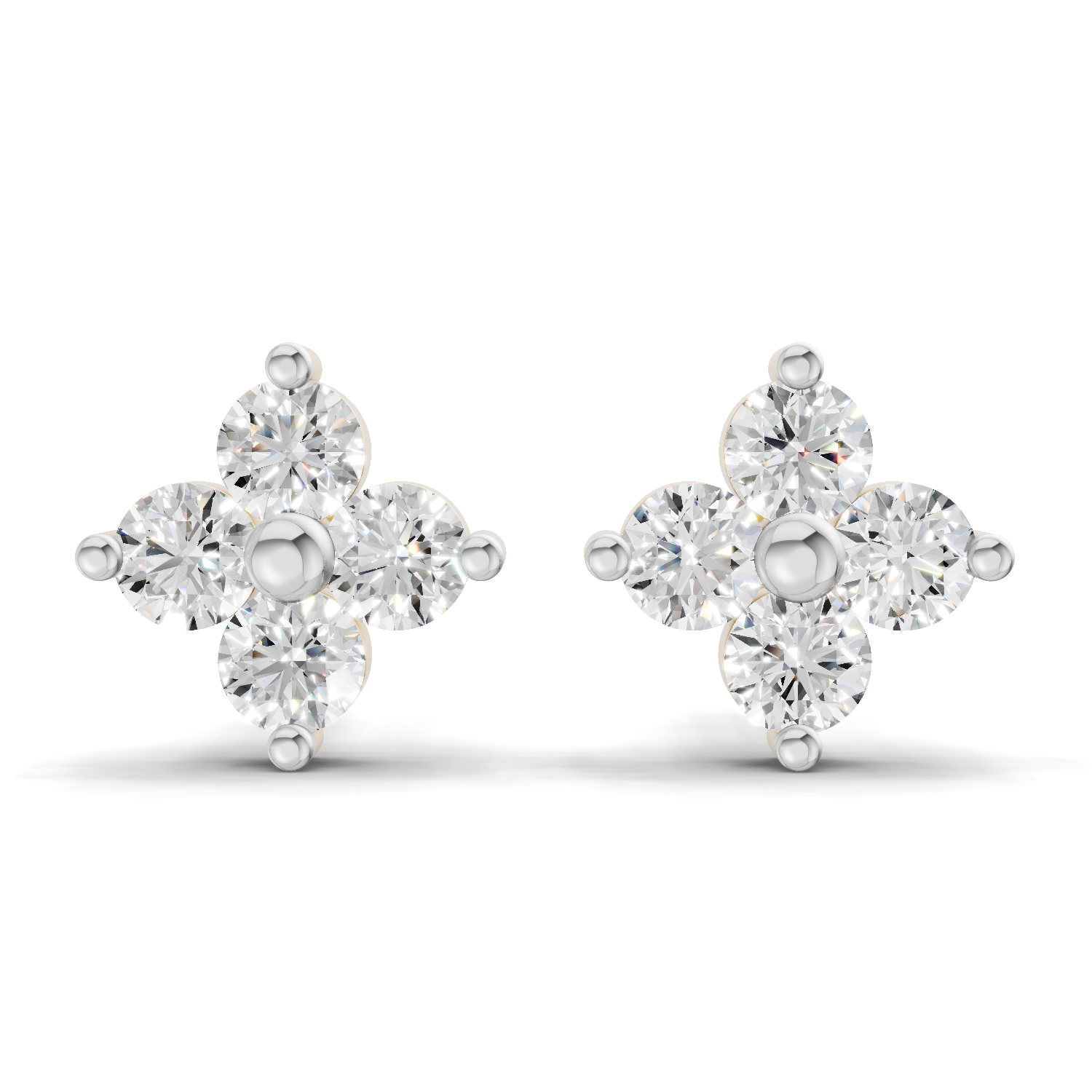 0.17 Carat Four Flower Stud Earrings 14K