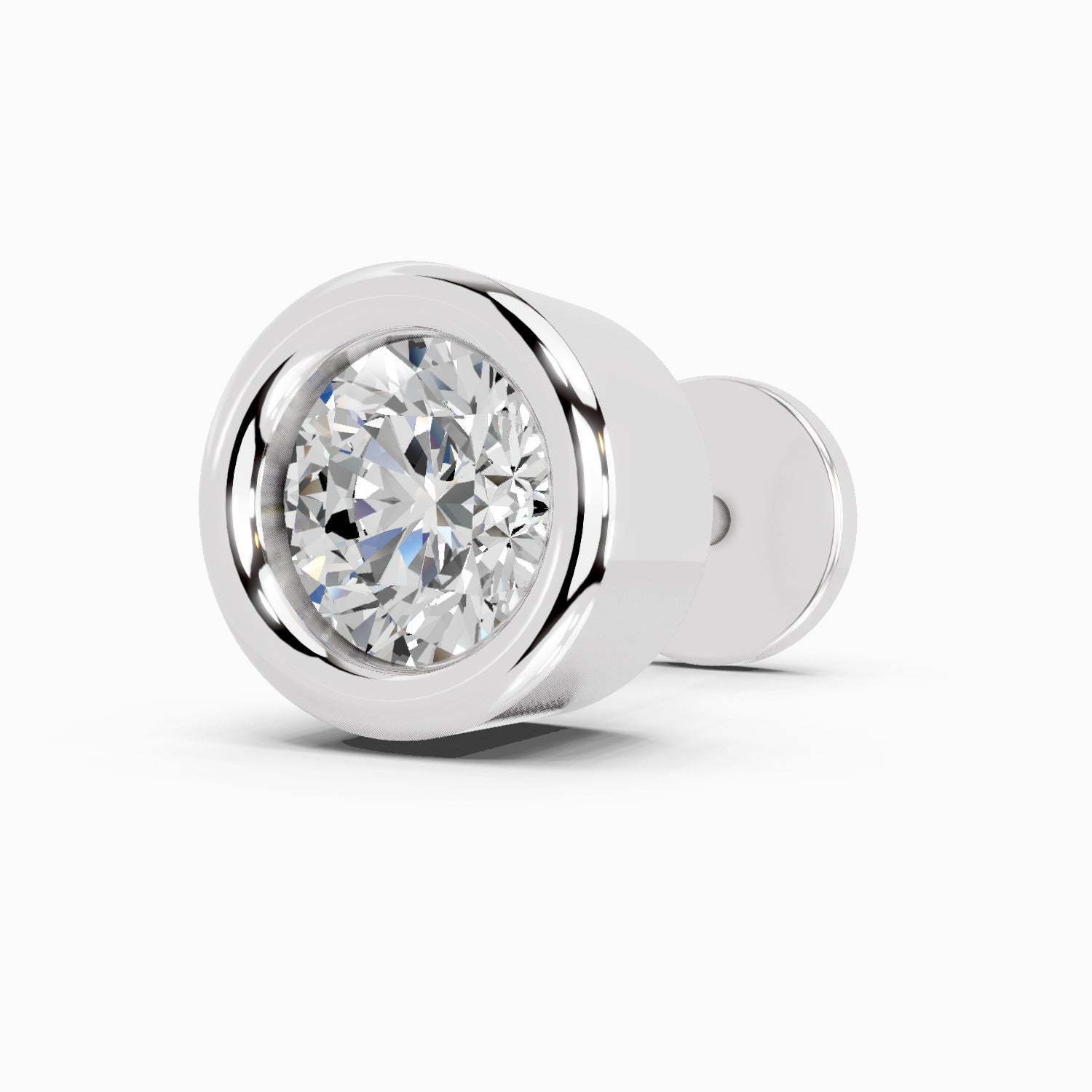 0.20 Carat Bezel Solitaire Diamond Nose Pin 14K - White Gold