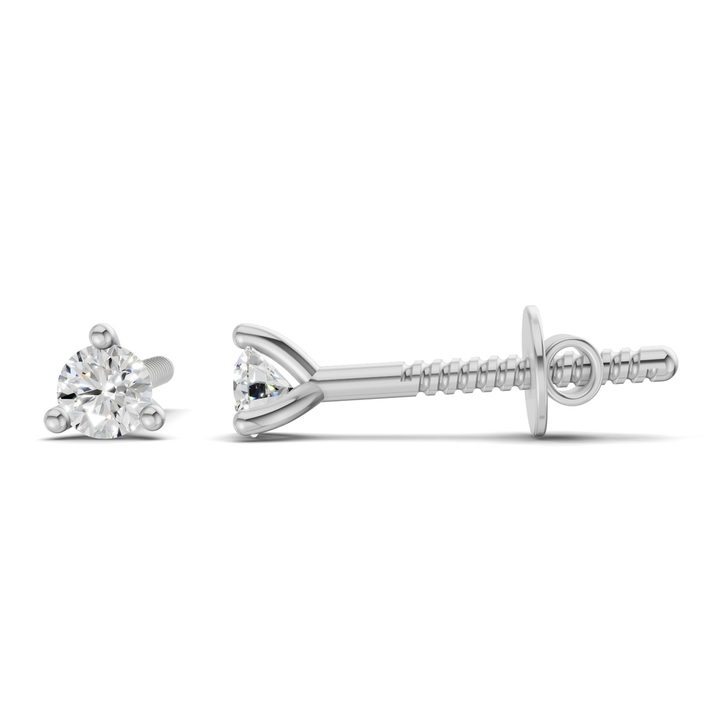 0.08 Carat 3-Prong Studs Earrings 14K - White Gold