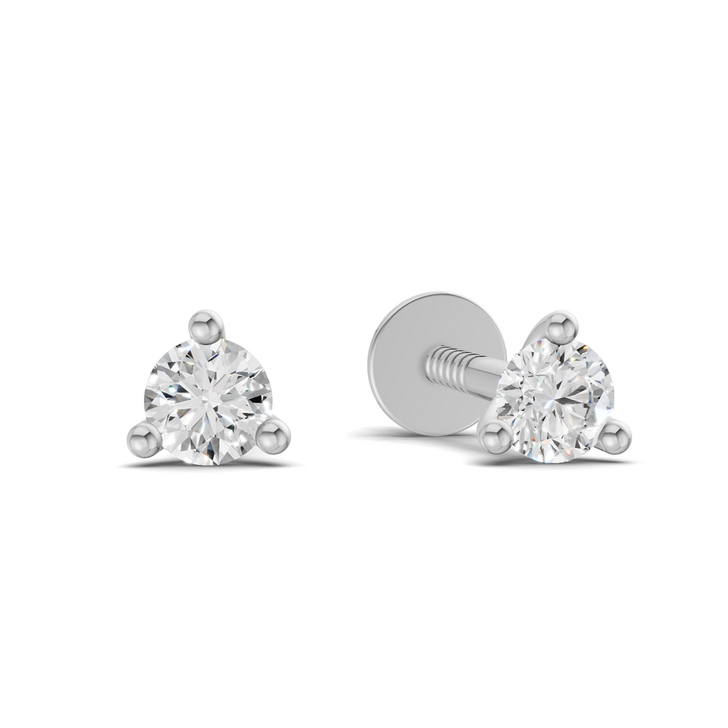 0.08 Carat 3-Prong Studs Earrings 14K - White Gold