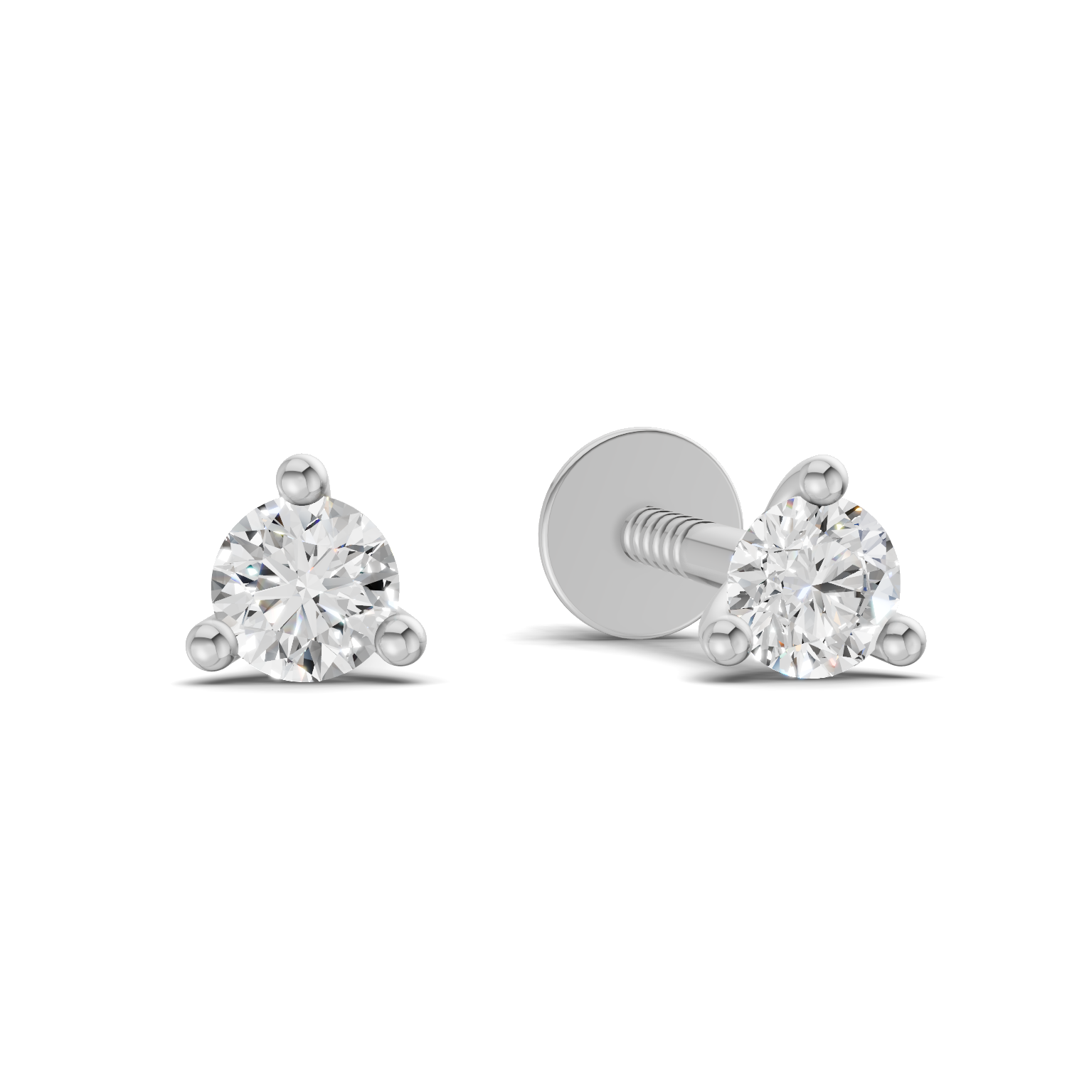 0.08 Carat 3-Prong Studs Earrings 14K - White Gold