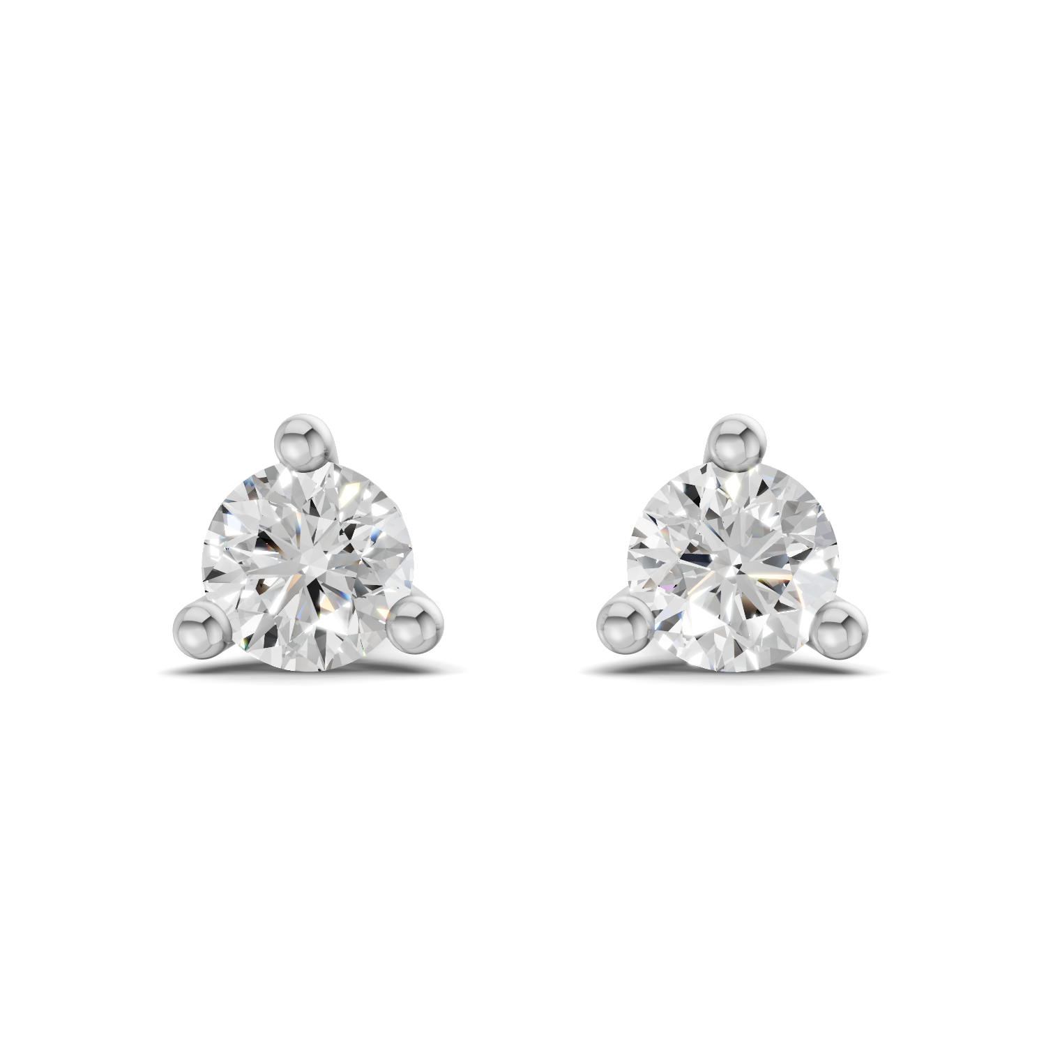 0.08 Carat 3-Prong Studs Earrings 14K - White Gold