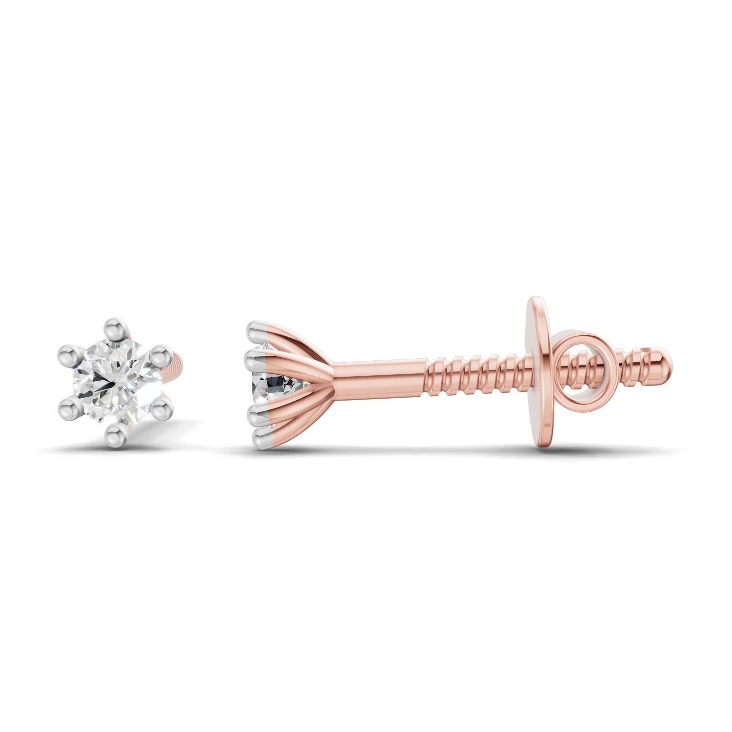0.09 Carat Single Round Diamond Stud Earring 14K - Rose Gold