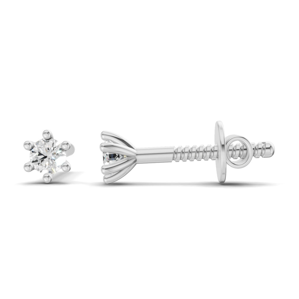 0.09 Carat Single Round Diamond Stud Earring 14K - White Gold