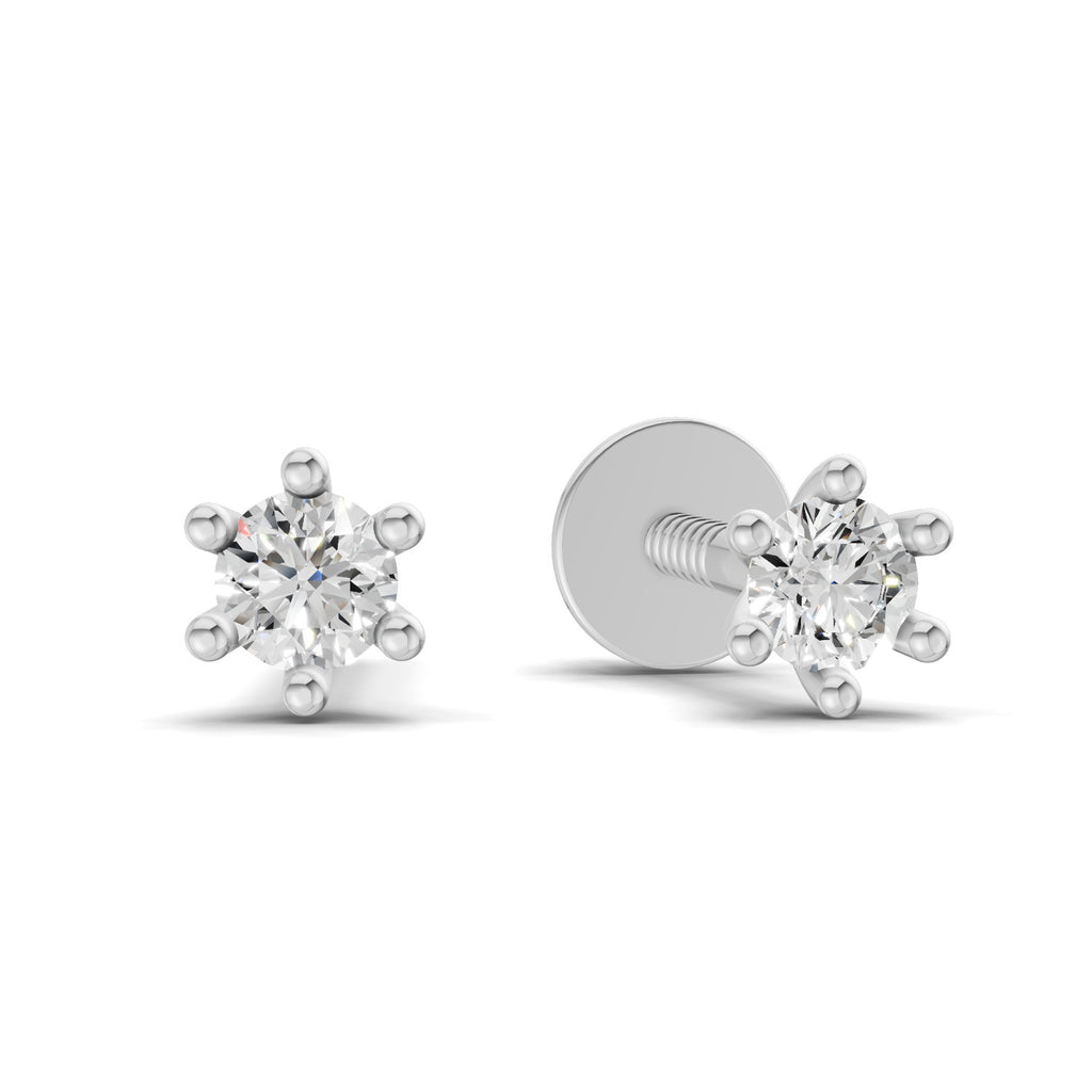 0.09 Carat Single Round Diamond Stud Earring 14K - White Gold