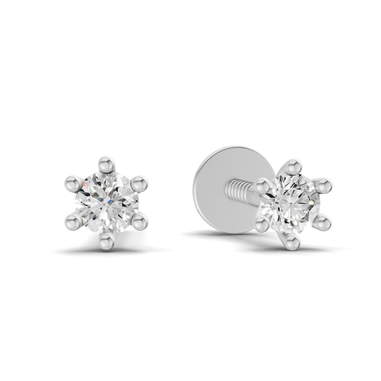 0.09 Carat Single Round Diamond Stud Earring 14K - White Gold