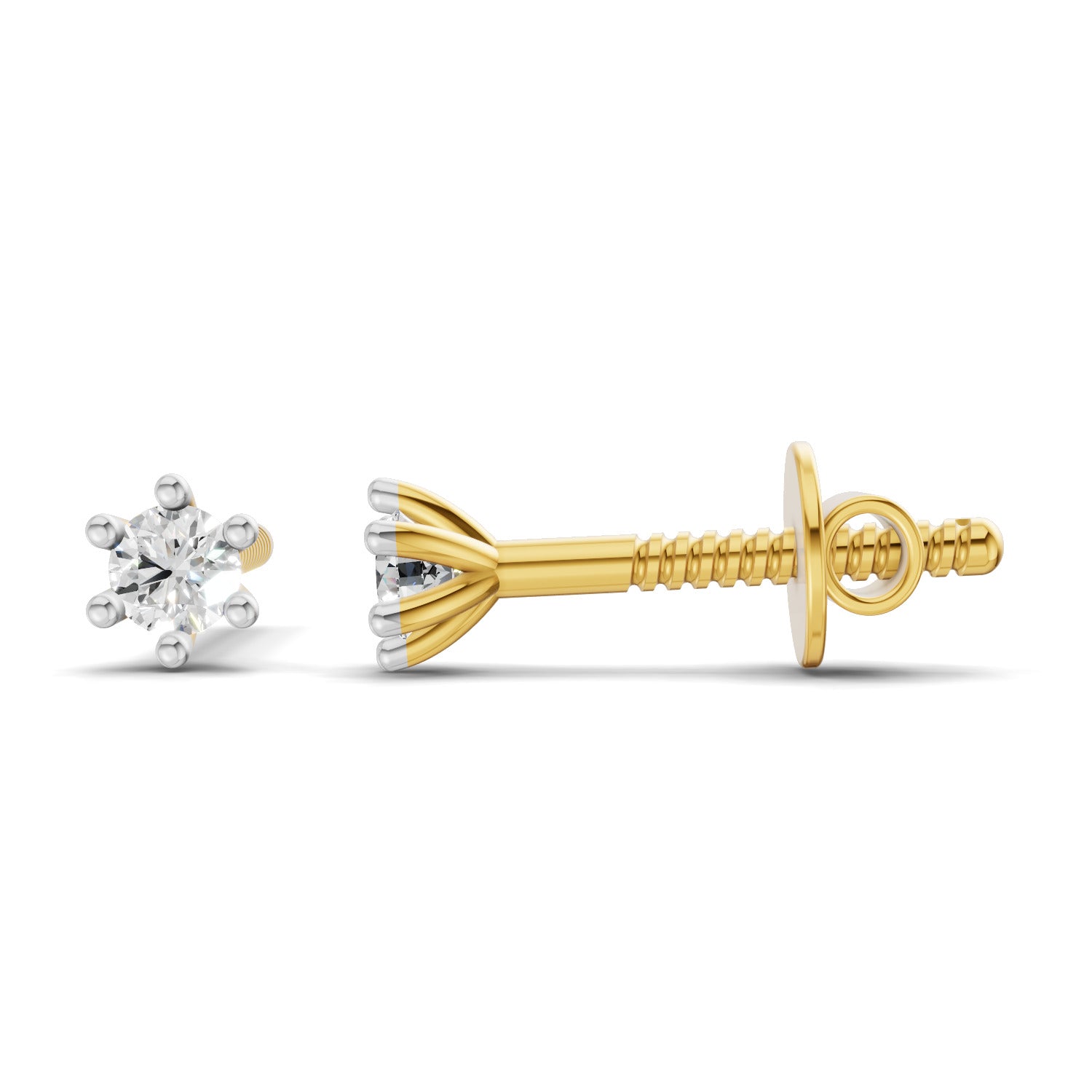 0.09 Carat Single Round Diamond Stud Earring 14K