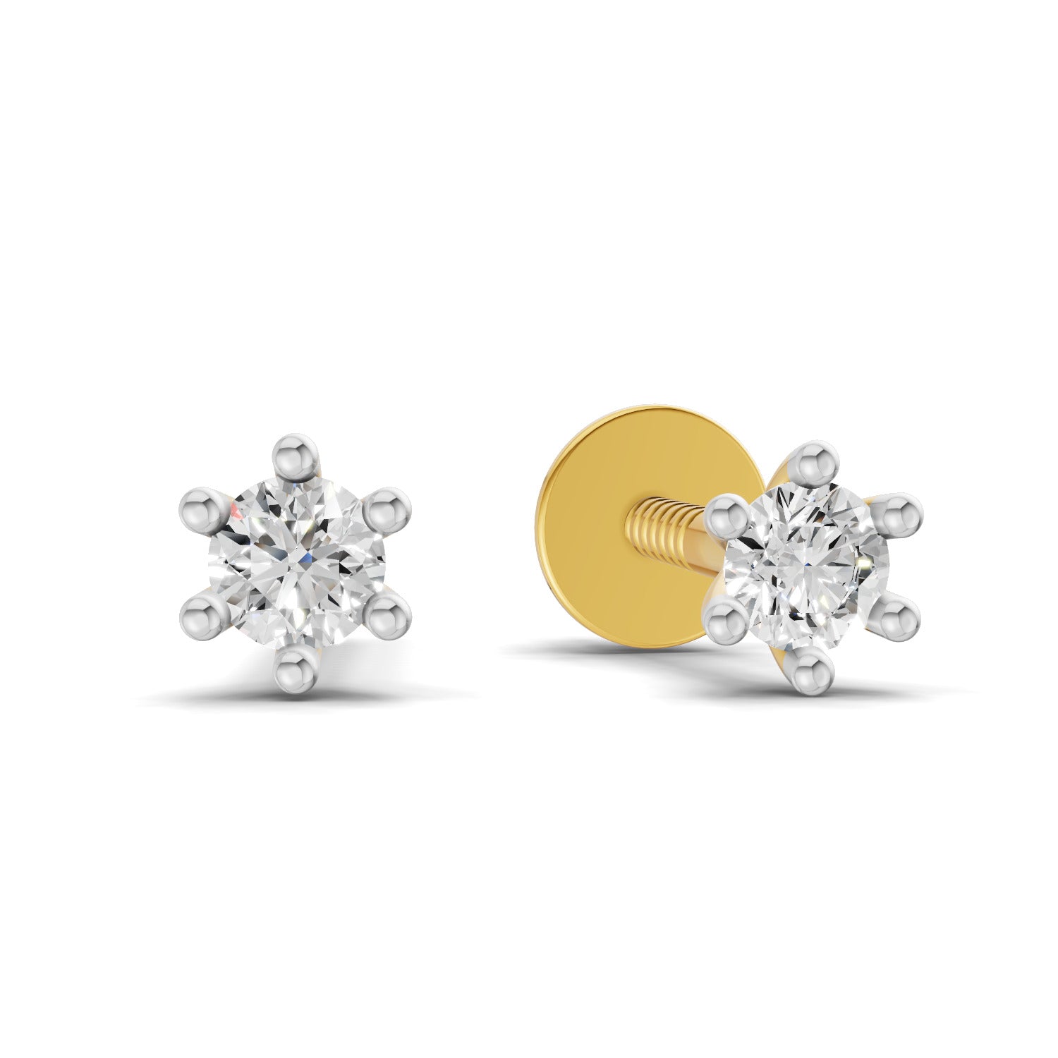 0.09 Carat Single Round Diamond Stud Earring 14K