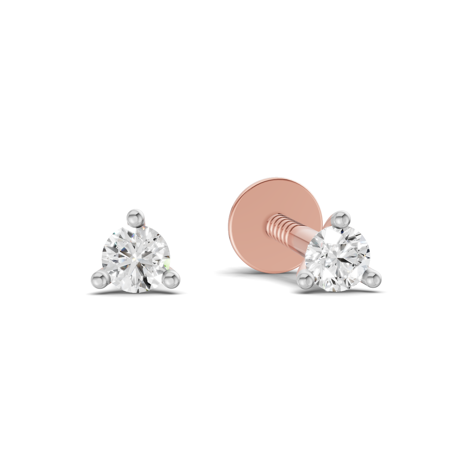 0.13 Carat tri-prong Earrings 14K - Rose Gold