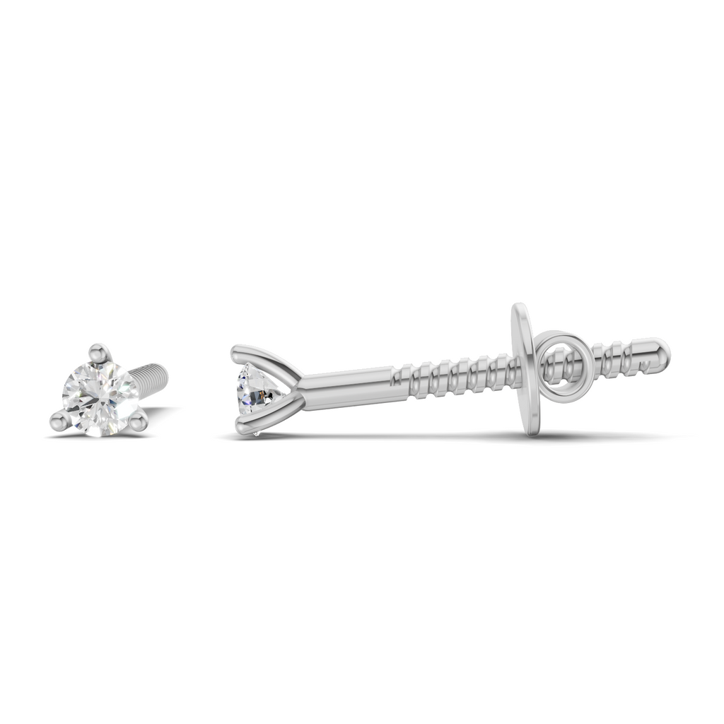 0.13 Carat tri-prong Earrings 14K - White Gold