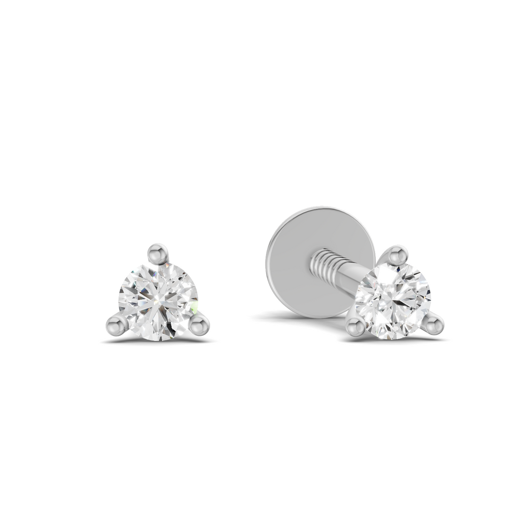 0.13 Carat tri-prong Earrings 14K - White Gold