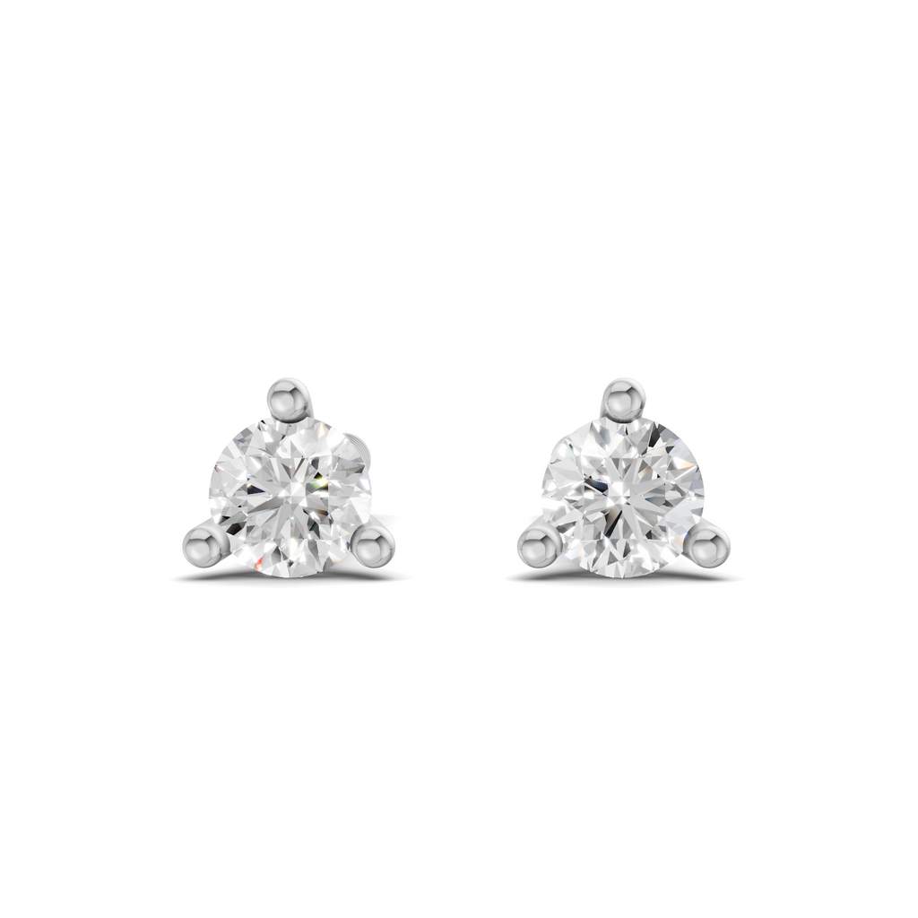 0.13 Carat tri-prong Earrings 14K - White Gold