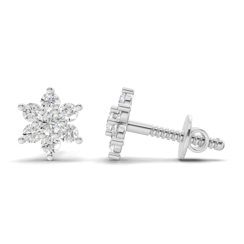 0.22 Carat Snowflake Diamond Studs Earring 14K - White Gold