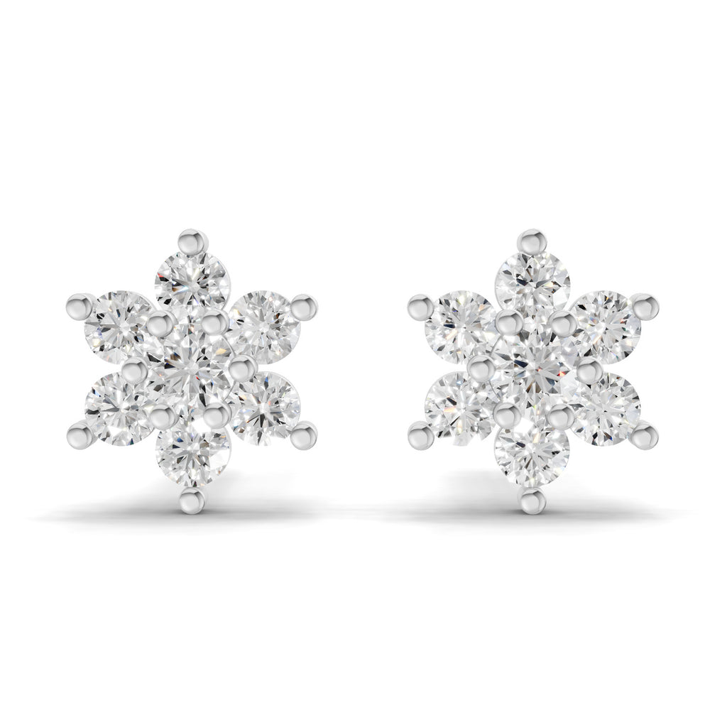 0.22 Carat Snowflake Diamond Studs Earring 14K - White Gold