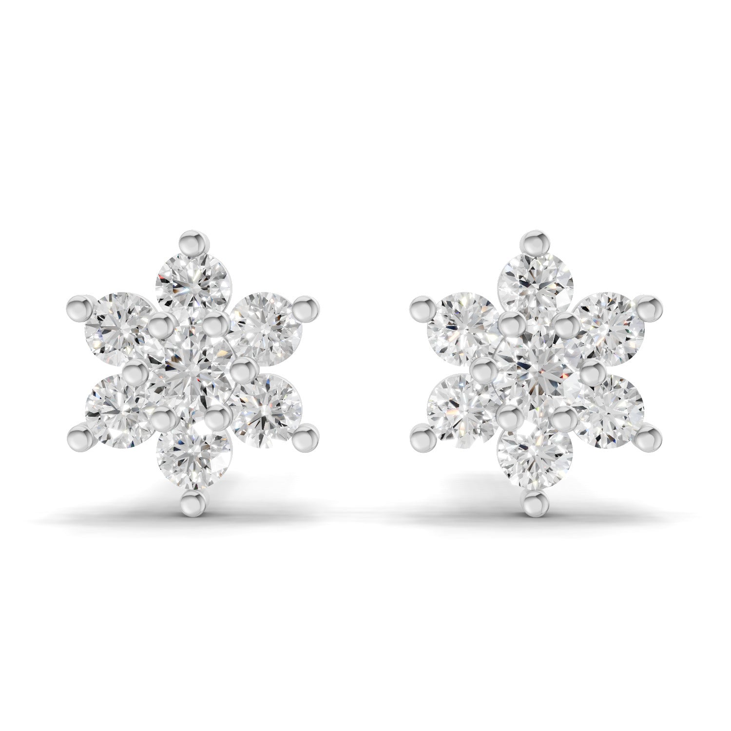 0.22 Carat Snowflake Diamond Studs Earring 14K - White Gold