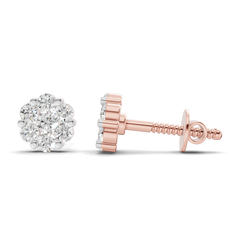 0.17 Carat Magnolia Floral Diamond Stud Earring 14K - Rose Gold