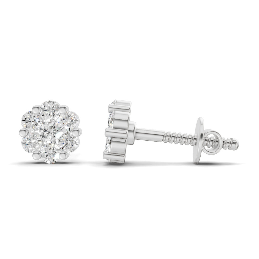 0.17 Carat Magnolia Floral Diamond Stud Earring 14K - White Gold