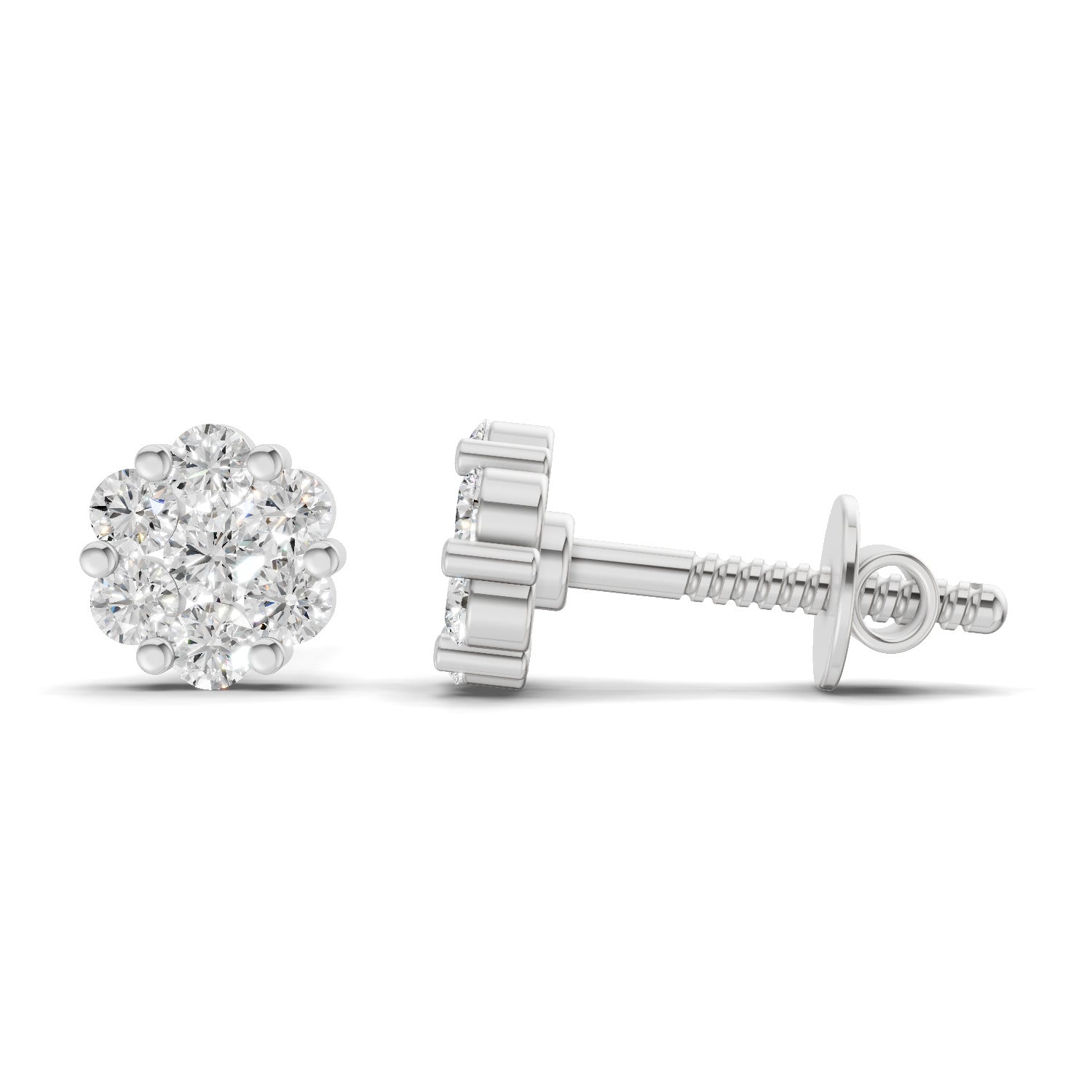 0.17 Carat Magnolia Floral Diamond Stud Earring 14K - White Gold