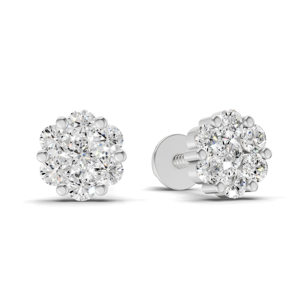 0.17 Carat Magnolia Floral Diamond Stud Earring 14K - White Gold