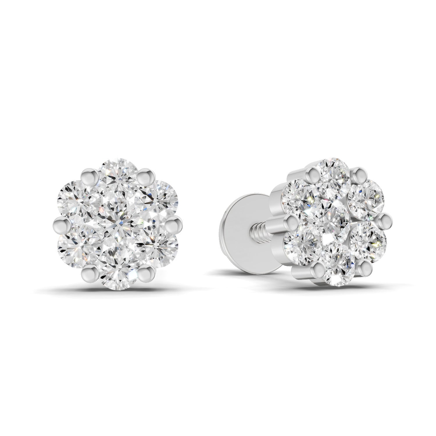 0.17 Carat Magnolia Floral Diamond Stud Earring 14K - White Gold