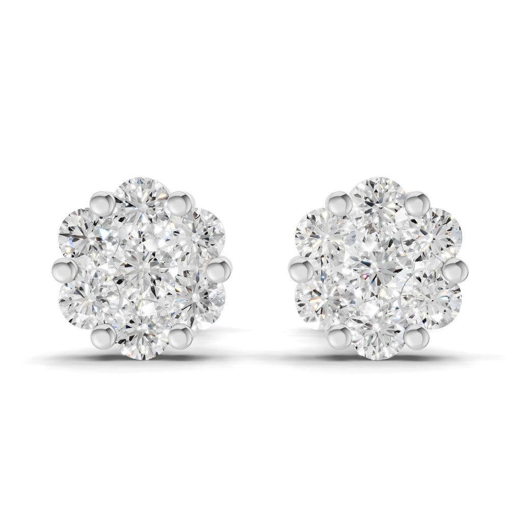 0.17 Carat Magnolia Floral Diamond Stud Earring 14K - White Gold