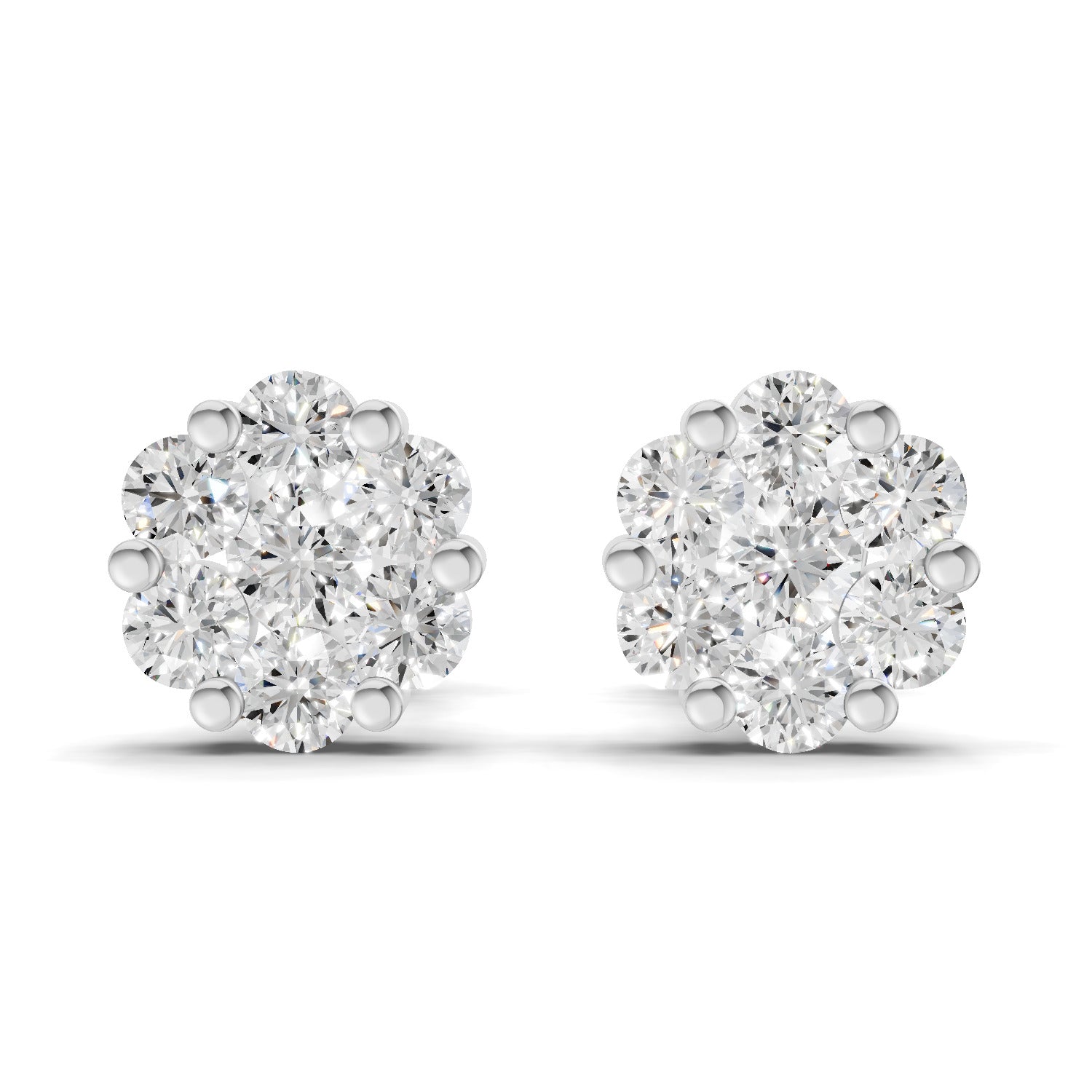 0.17 Carat Magnolia Floral Diamond Stud Earring 14K - White Gold