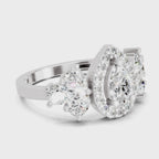 Graceful Pear Halo Diamond Ring