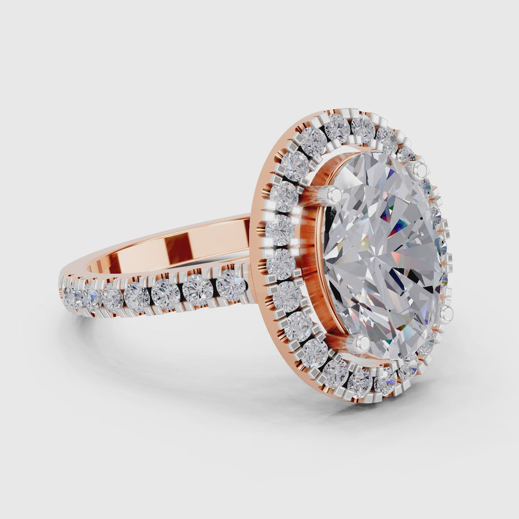 Refined Oval Halo Diamond Engagement Ring