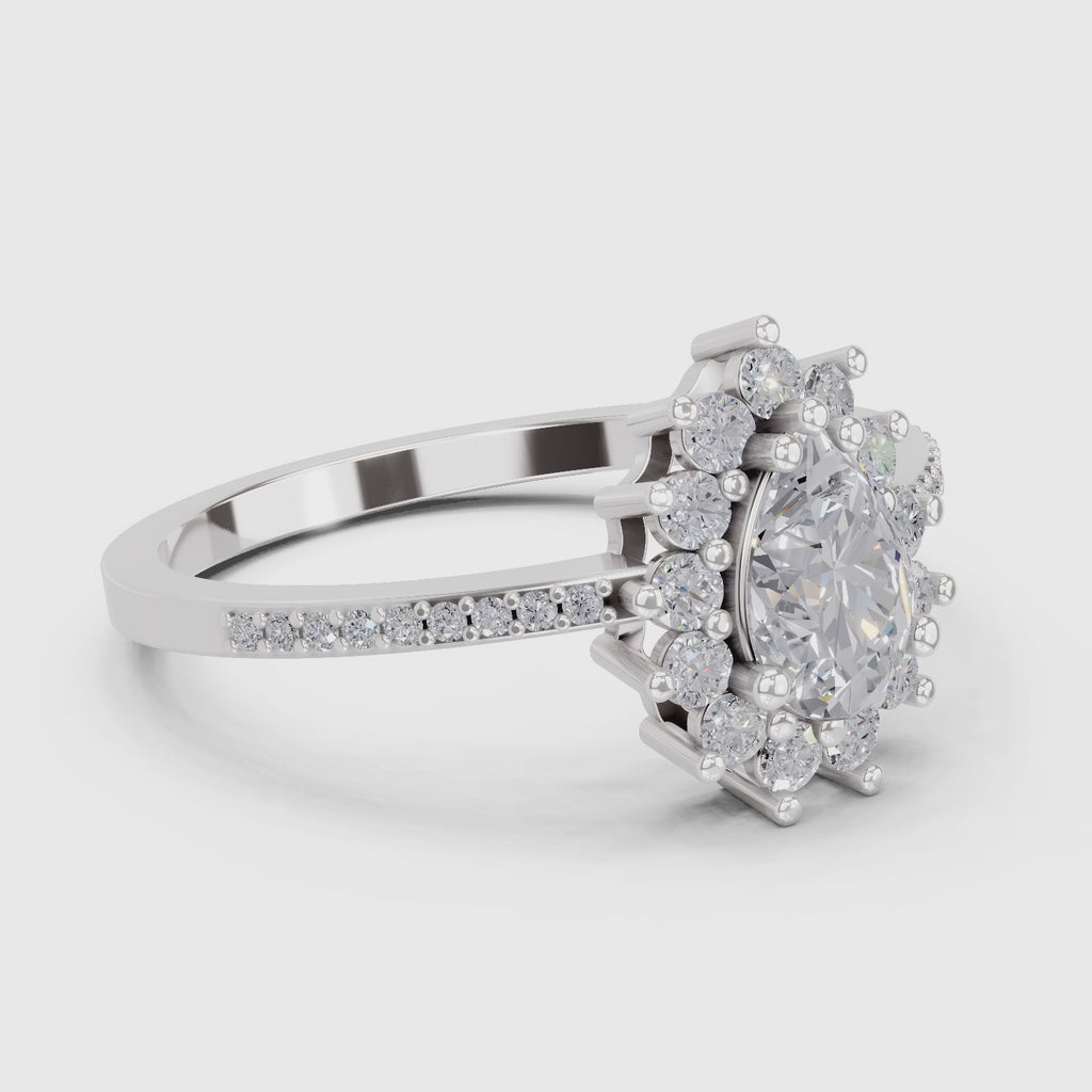 Regal Pear Halo Diamond Engagement Ring