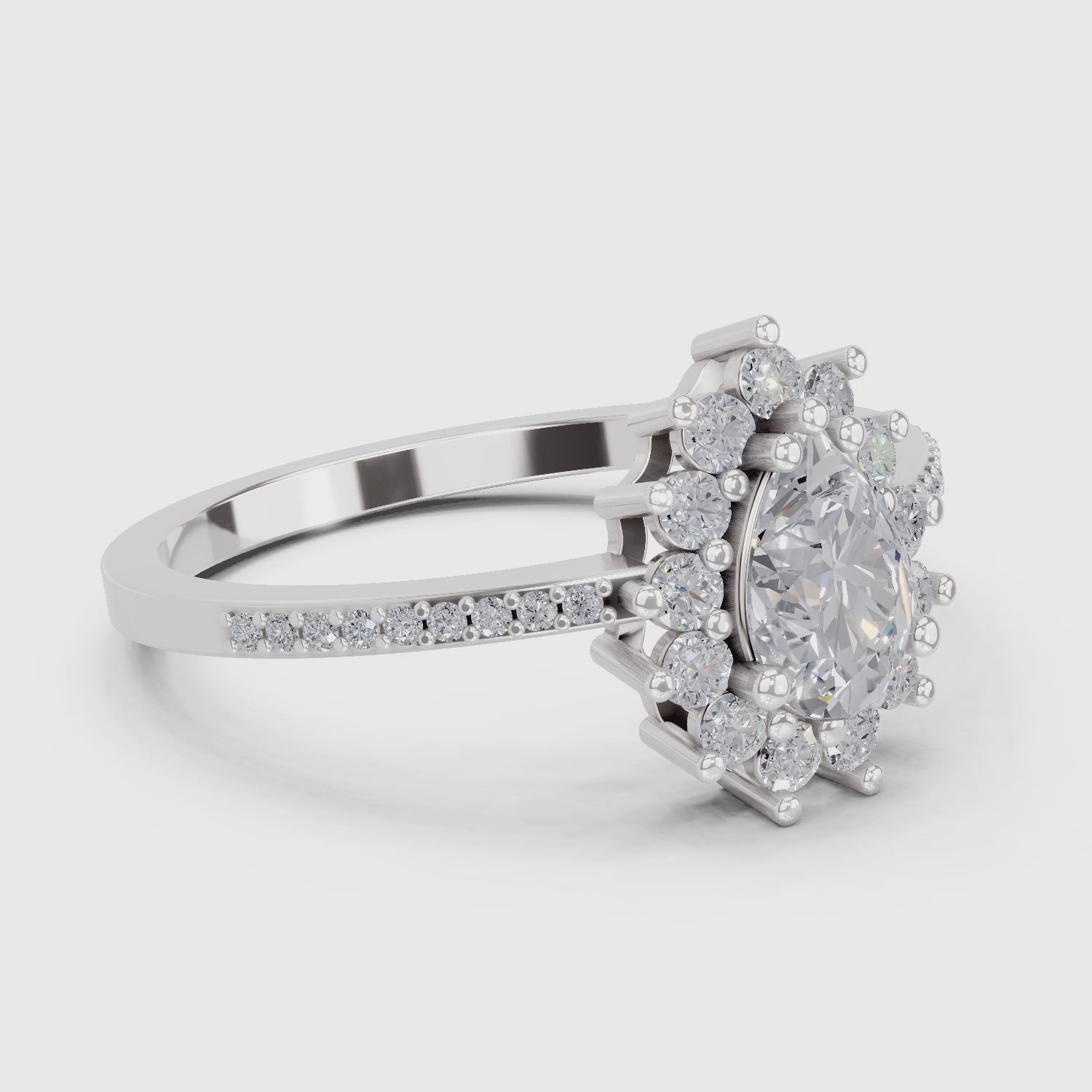 Regal Pear Halo Diamond Engagement Ring