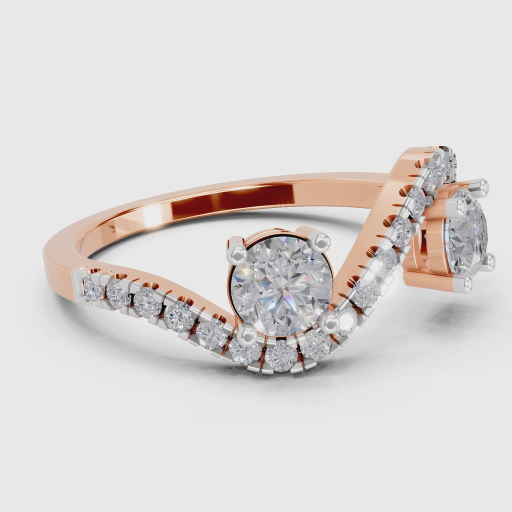 Captivating Swirl Two-Stone Diamond Engagement Ring