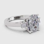 Refined Cushion Three-Stone Diamond Engagement Ring