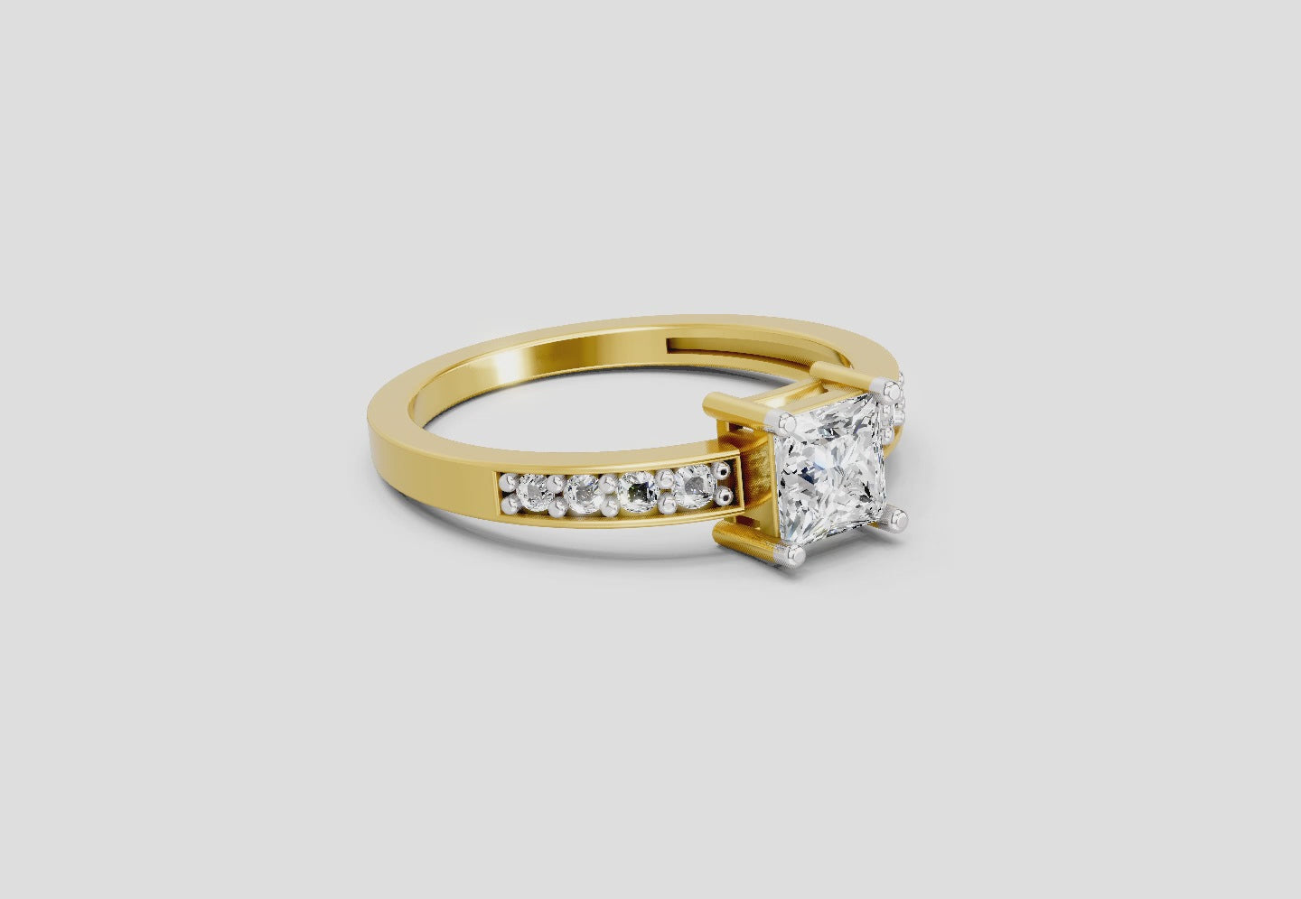 Delicate Princess-Cut Solitaire Diamond Ring