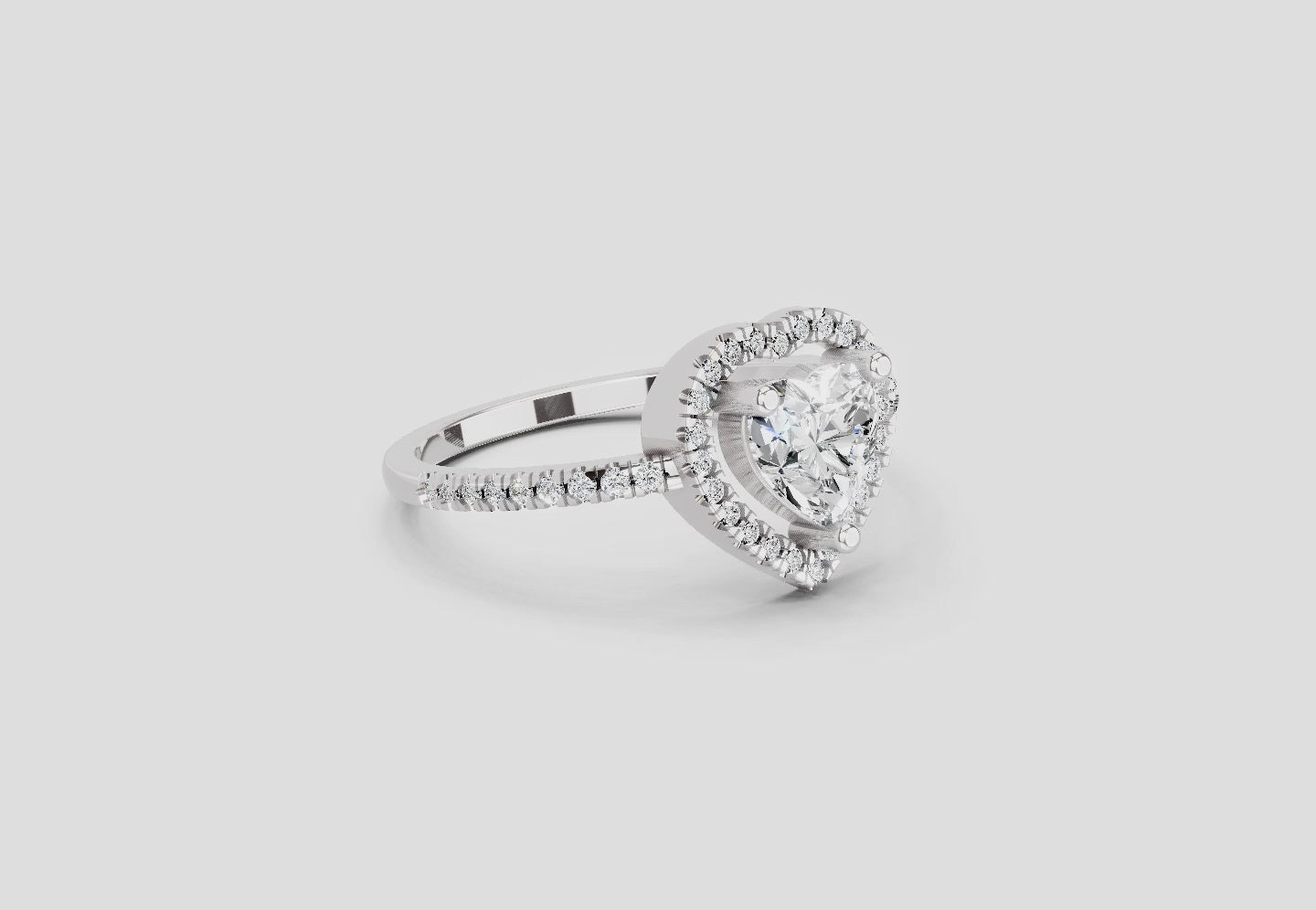 Ethereal Heart Halo Diamond Ring