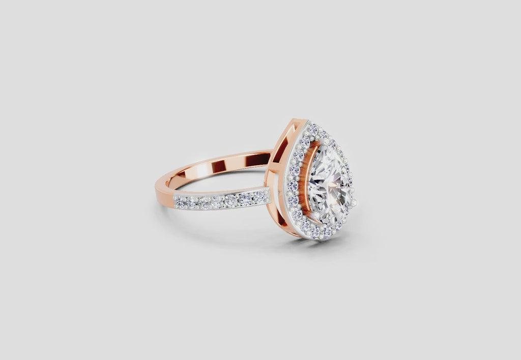Gleaming Pear Halo Diamond Engagement Ring