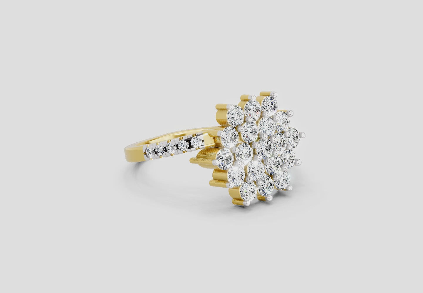 Gleaming Promise Cluster Diamond Engagement Ring