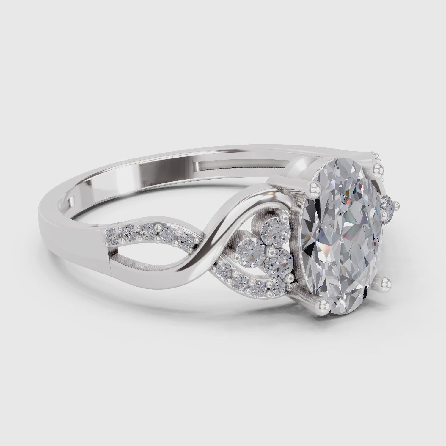 Majestic Oval Swirl Diamond Engagement Ring