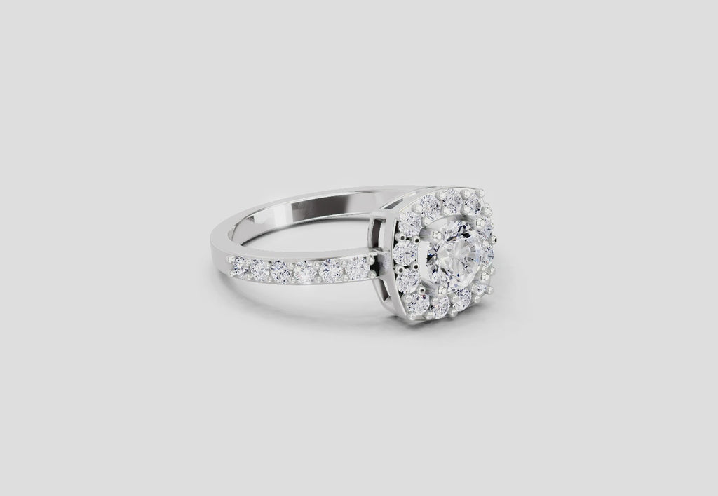 Gleaming Round Halo Diamond Ring