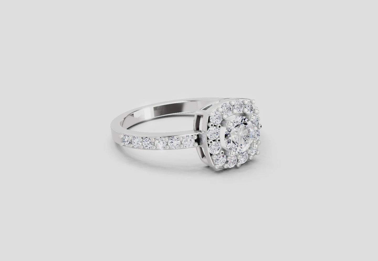 Gleaming Round Halo Diamond Ring