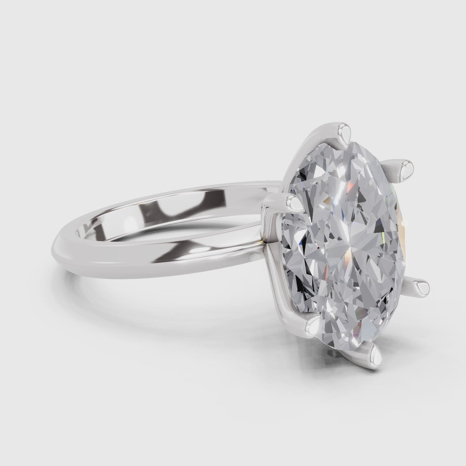 Gleaming Oval Solitaire Diamond Engagement Ring