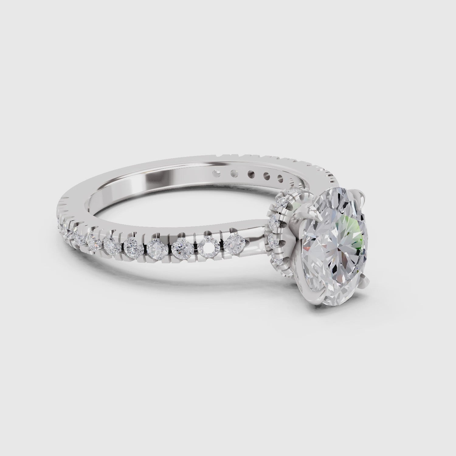 Sparkling Oval Solitaire Diamond Ring