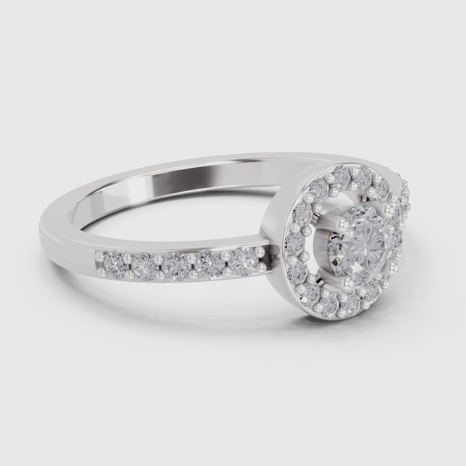 Lustrous Halo Diamond Engagement Ring
