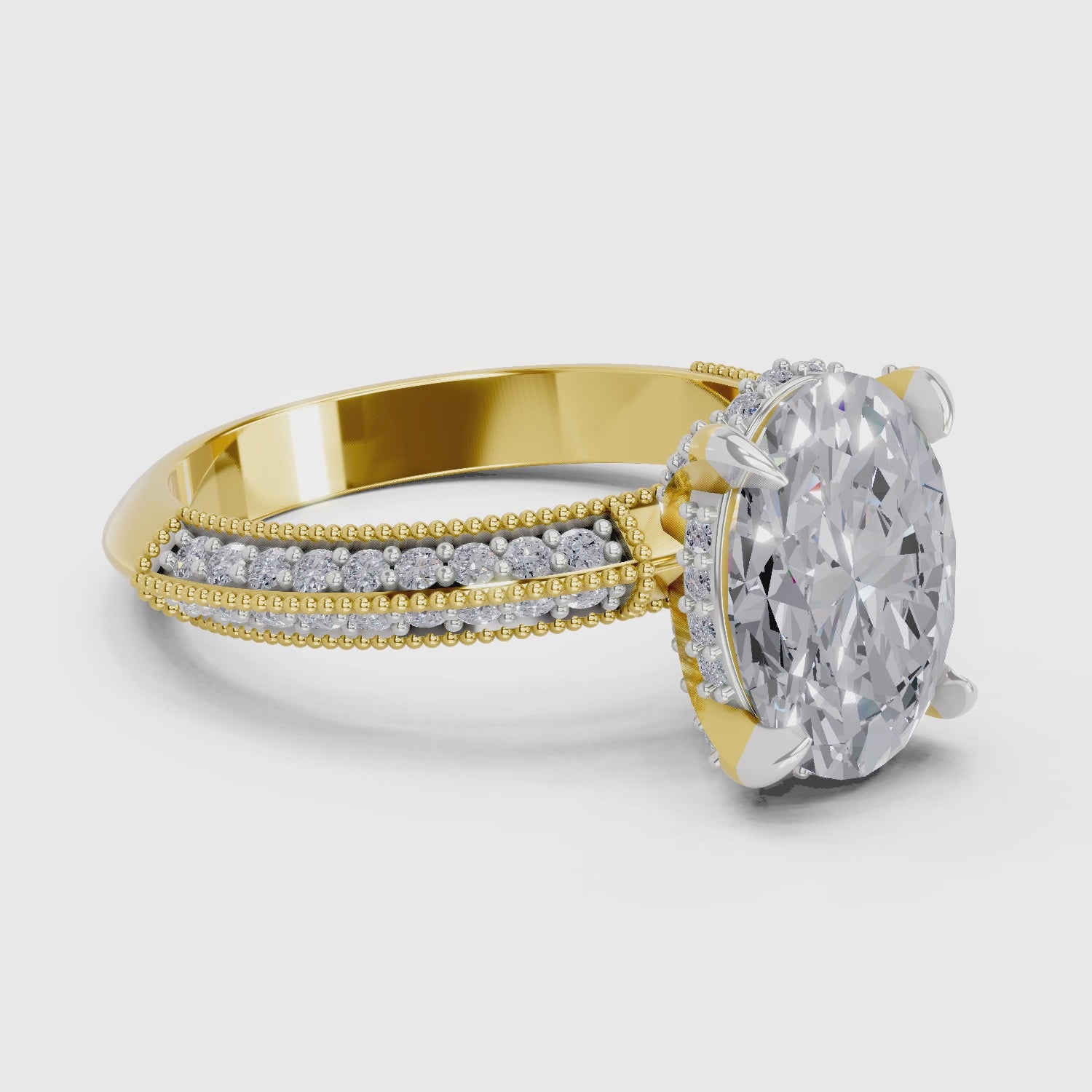 Sparkling Oval Solitaire Diamond Engagement Ring