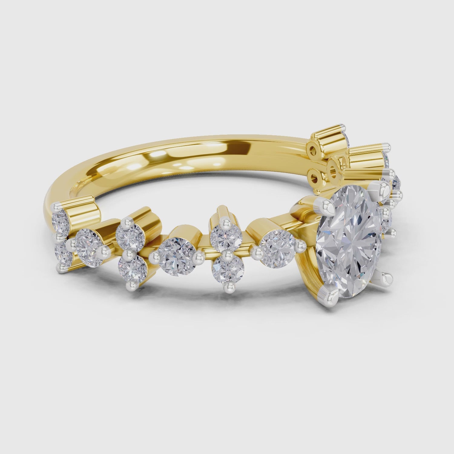 Opulent Oval Solitaire Diamond Ring