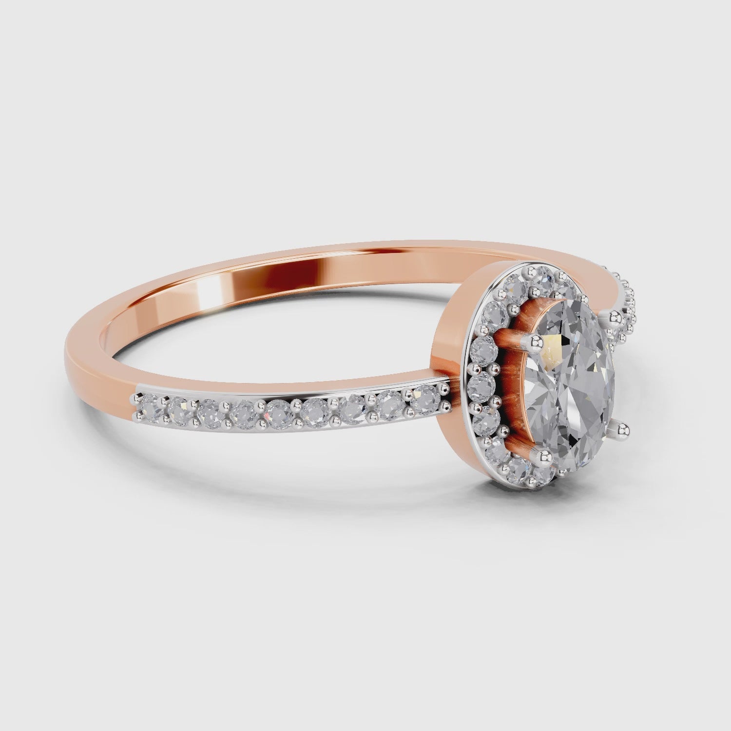 Gleaming Oval Halo Diamond Engagement Ring