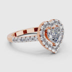Lustrous Heart Halo Diamond Engagement Ring