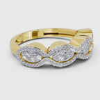 Glistening Oval Wave Diamond Engagement Ring