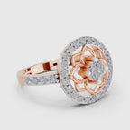 Enchanting Floral Halo Diamond Ring