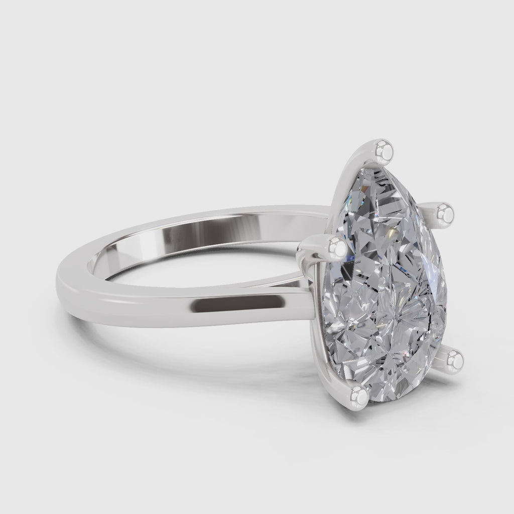 Lustrous Pear Solitaire Diamond Ring
