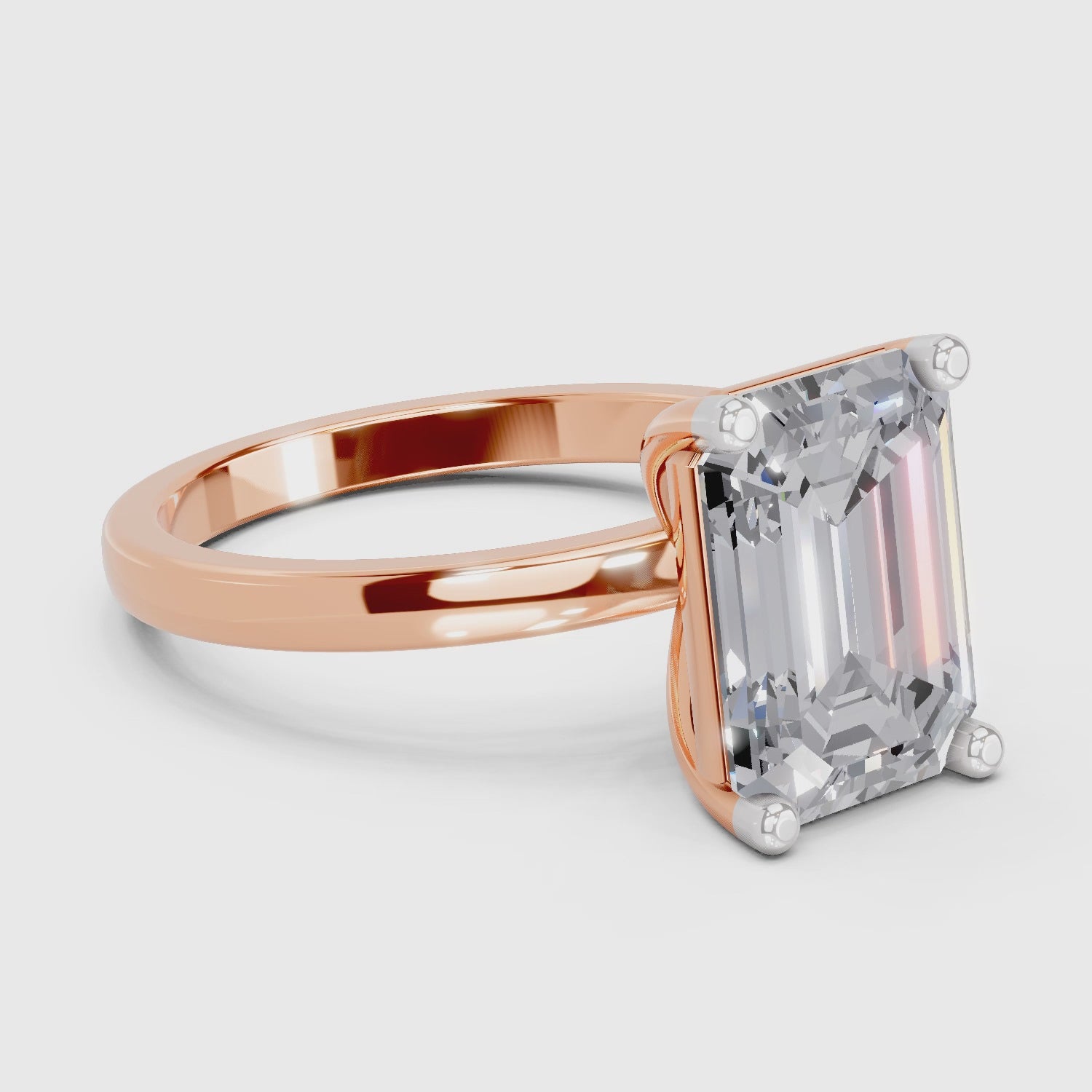 Celestial Emerald-Cut Solitaire Diamond Ring
